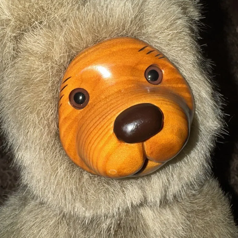 Vintage 1989 Robert Raikes Bears Plush Wooden Face And Pads Original Tag 12''